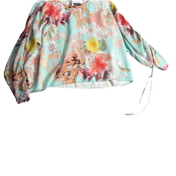 VINCE CAMUTO Vibrant Watercolor Flowers Blouse Size XL - Picture 2 of 7